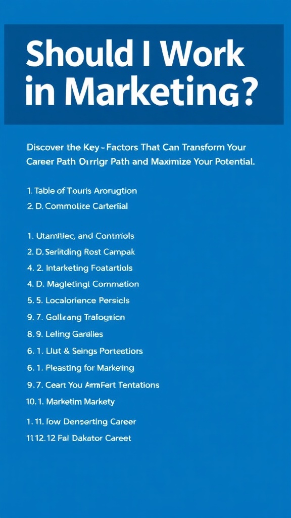 Should I Work in Marketing? Discover the Key Factors That Can Transform Your Career Path and Maximize Your Potential